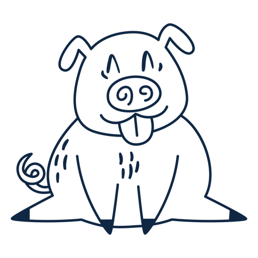 Pig with tongue out stroke PNG Design