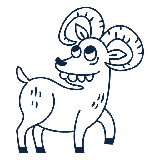 Happy goat stroke cartoon