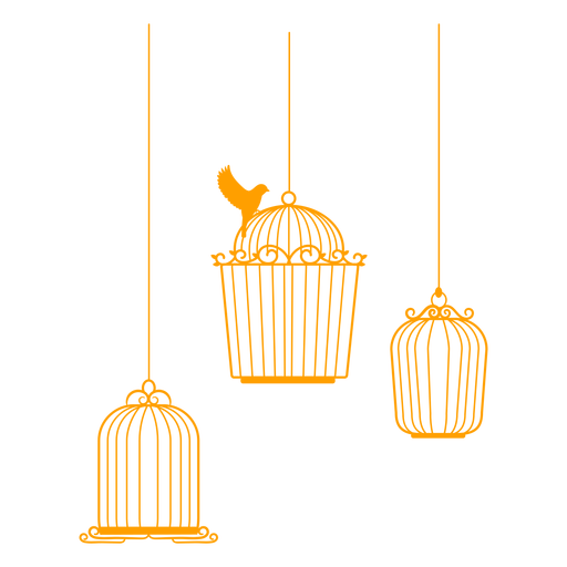 Bird cages silhouette 