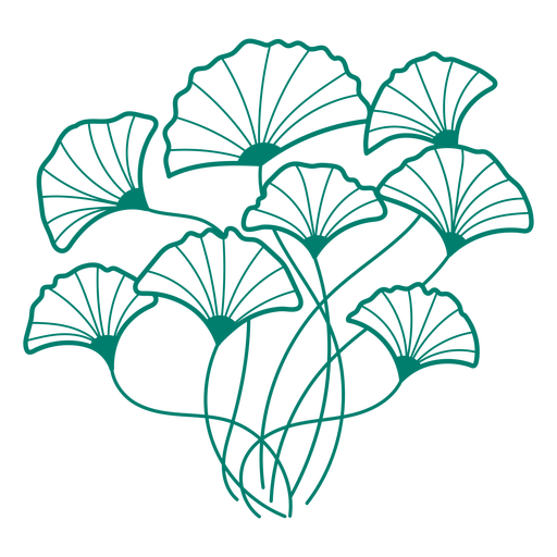 Ginkgo biloba tree leaves filled stroke PNG Design