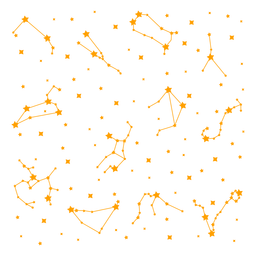 Trazo de constelaciones amarillas Diseño PNG