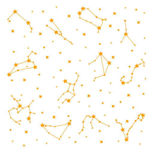 Trazo de constelaciones amarillas Diseño PNG
