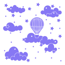 Hot air balloon in the clouds cut out Transparent PNG