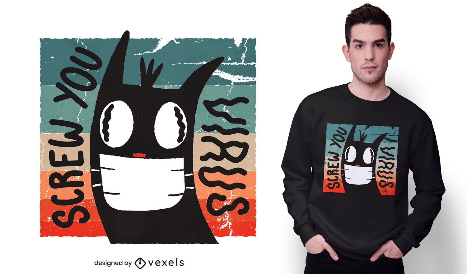 Parafuso design de t-shirt de gato coronavirus
