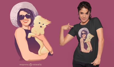Elegant woman holding dog t-shirt design
