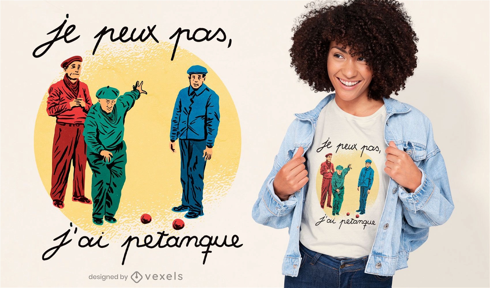 Franz?sisches Zitat-T-Shirt-Design von Petanque