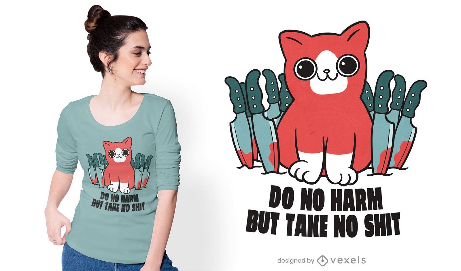 Design de t-shirt de gato psicopata