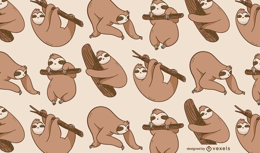 Sloth animal poses cute pattern design Sloth animal poses cute pattern design