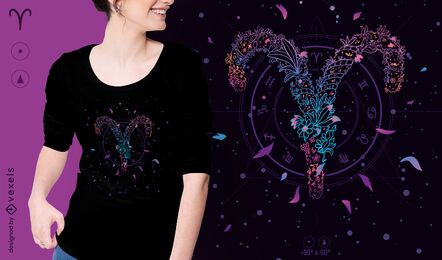 Aries floral zodiac sign t-shirt design