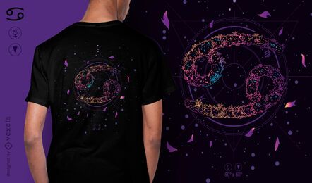 Diseño de camiseta de signo del zodiaco floral de cáncer Diseño de camiseta de signo del zodiaco floral de cáncer