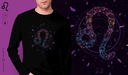 Leo floral zodiac sign t-shirt design