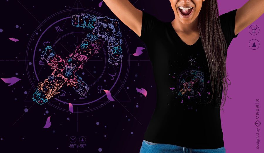 Sagittarius floral zodiac sign t-shirt design Sagittarius floral zodiac sign t-shirt design