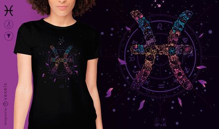 Design floral de t-shirt do signo do zodíaco de Pisces