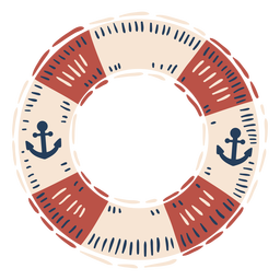 Red and white float with anchors round label semi flat PNG Design