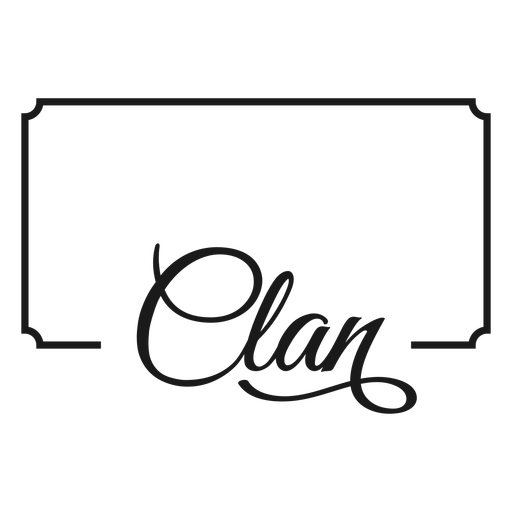 Clan label cursive stroke