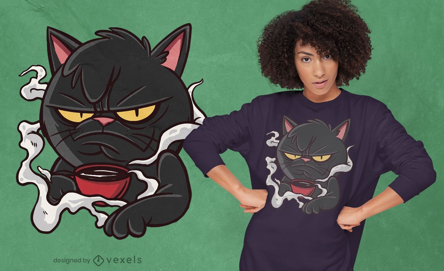 Design de camiseta de gato mal-humorado
