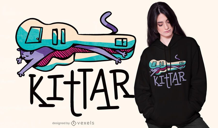 Cat in guitar sleeve t-shirt design Cat in guitar sleeve t-shirt design