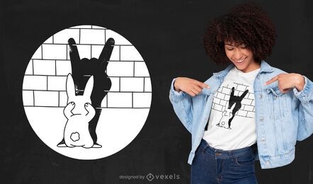 Diseño de camiseta de conejo divertido sombra