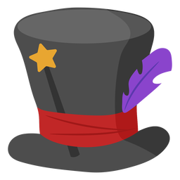 Magic hat with wand and feather Transparent PNG
