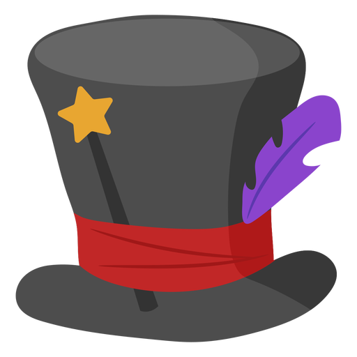 Magic hat with wand and feather PNG Design