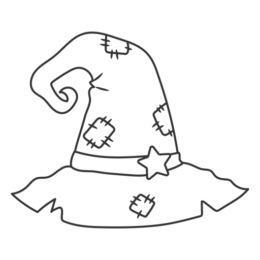 Witch hat with patches stroke PNG Design