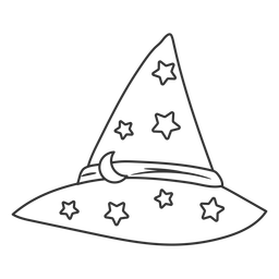 Wizard hat with stars stroke PNG Design Transparent PNG
