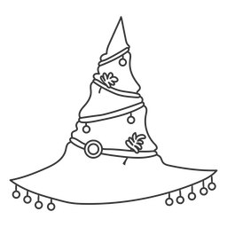 Witch hat with ornaments stroke PNG Design Transparent PNG