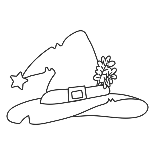 Witch hat with star stroke PNG Design