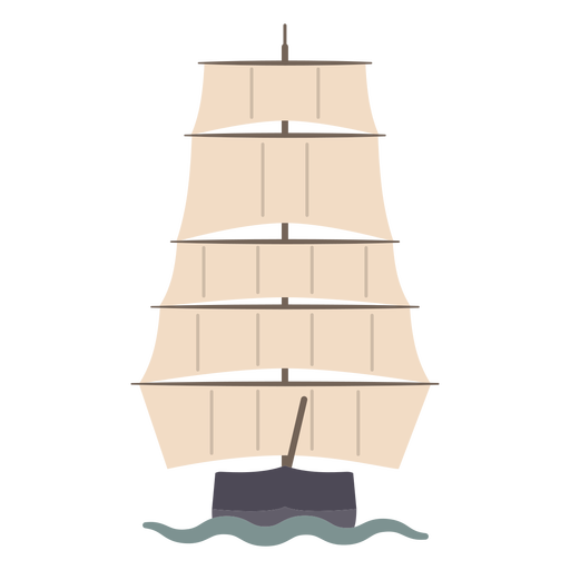 Barco à vela na frente plana Desenho PNG