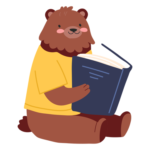 Cute reading bear PNG Design