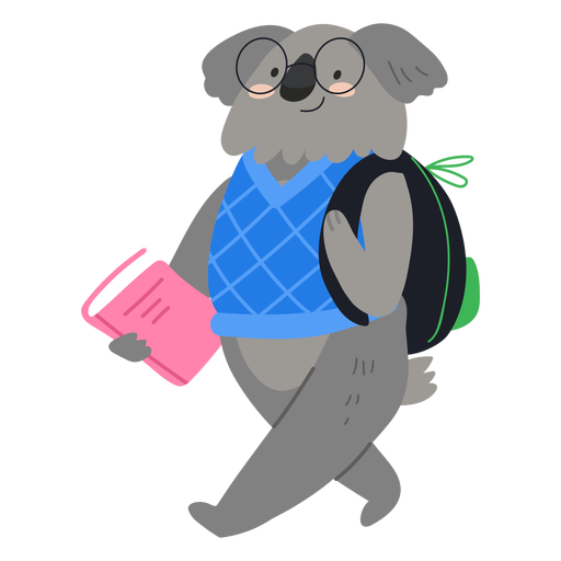 Cute koala student PNG Design