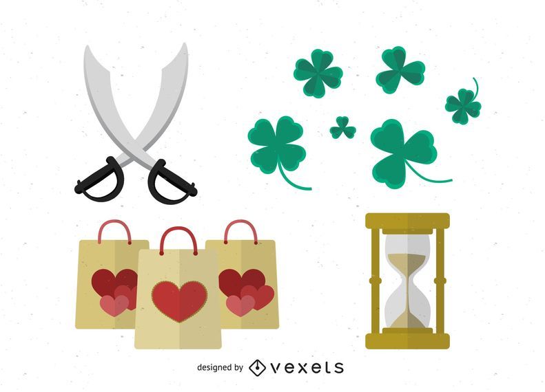 Heart shopping bags and clovers vector Heart shopping bags and clovers vector