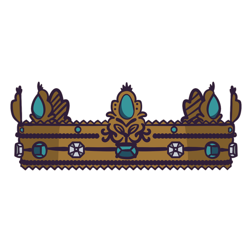 Queen's crown color stroke PNG Design