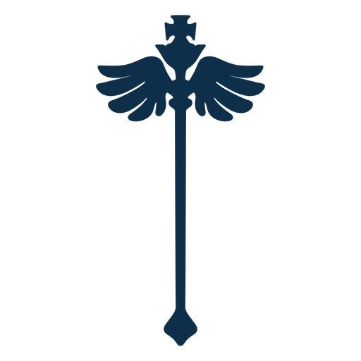 Winged staff silhouette PNG Design