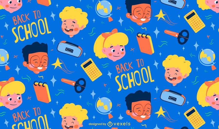 Back to school cartoon characters pattern design Back to school cartoon characters pattern design