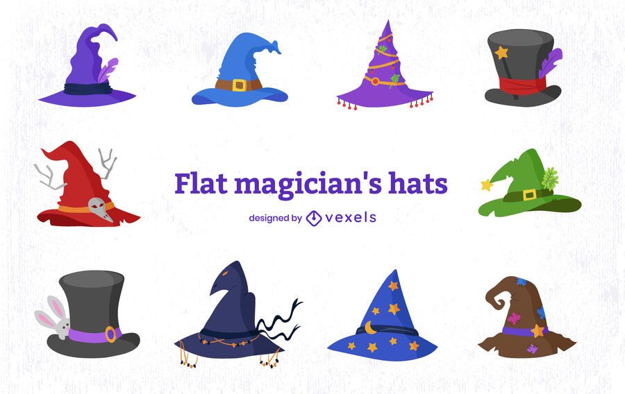 Wizard style magical hat element set Wizard style magical hat element set