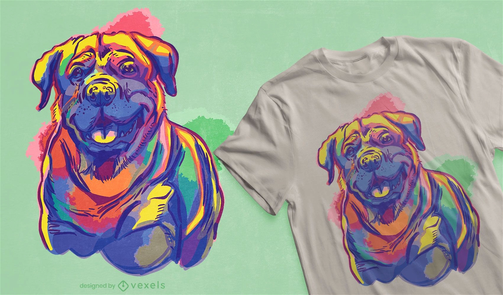 Rottweiler Aquarell Hund T-Shirt Design