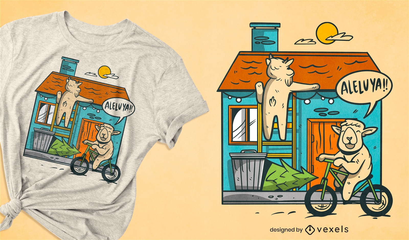 Sheep house family t-shirt design