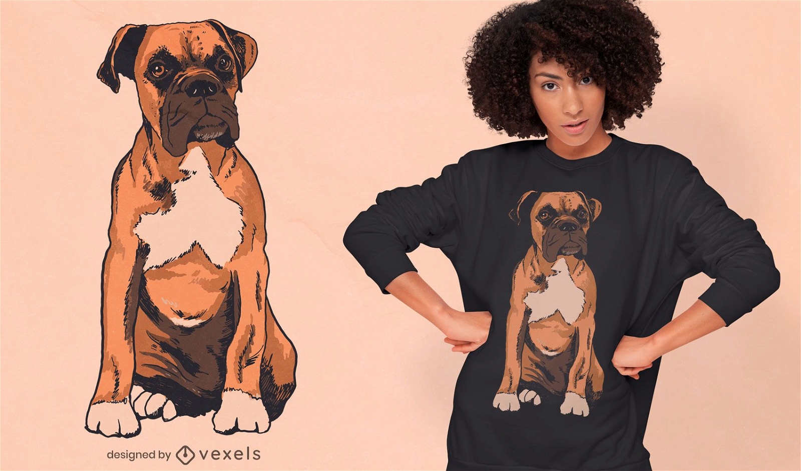 Boxer dog breed realistic t-shirt design