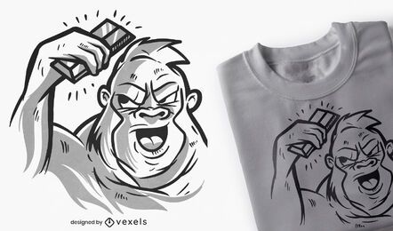 Gorila con diseño de camiseta de barra plateada. Gorila con diseño de camiseta de barra plateada.
