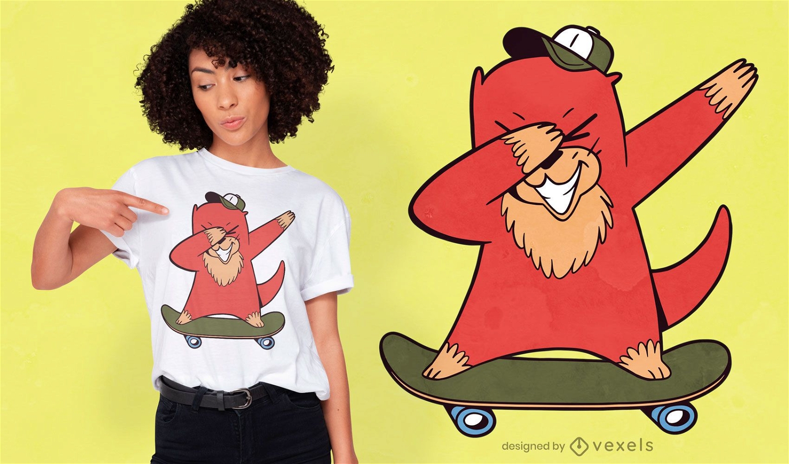 Funny otter cartoon dabbing t-shirt design