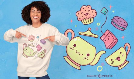 Cute tea party elements t-shirt design Cute tea party elements t-shirt design