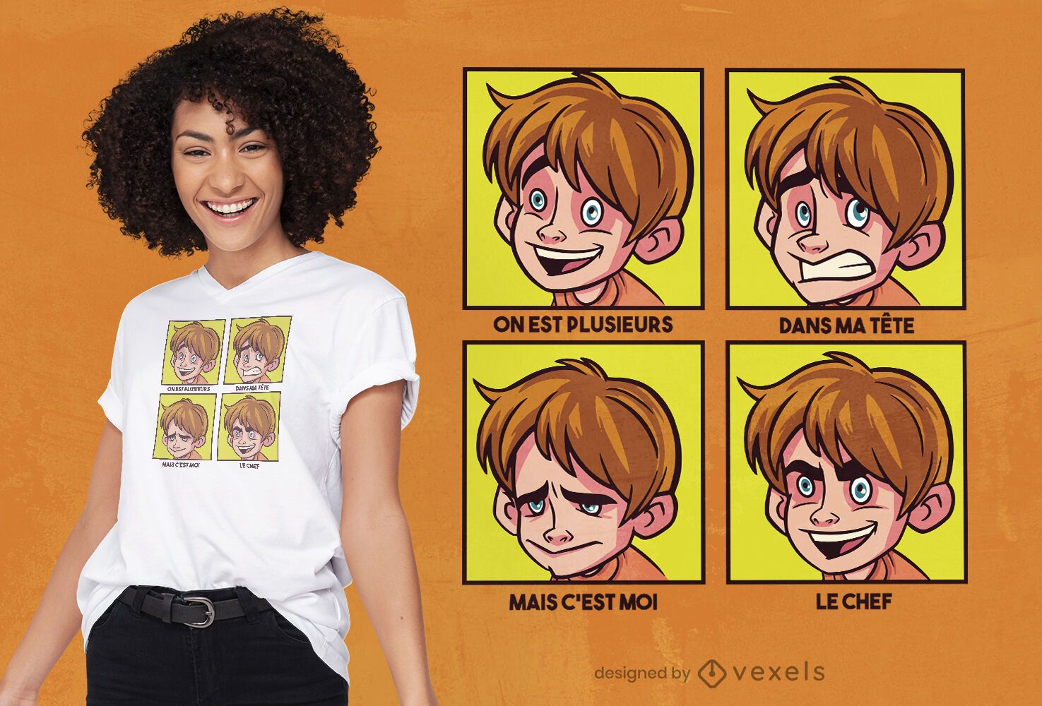 Boy cartoon moodboard t-shirt design