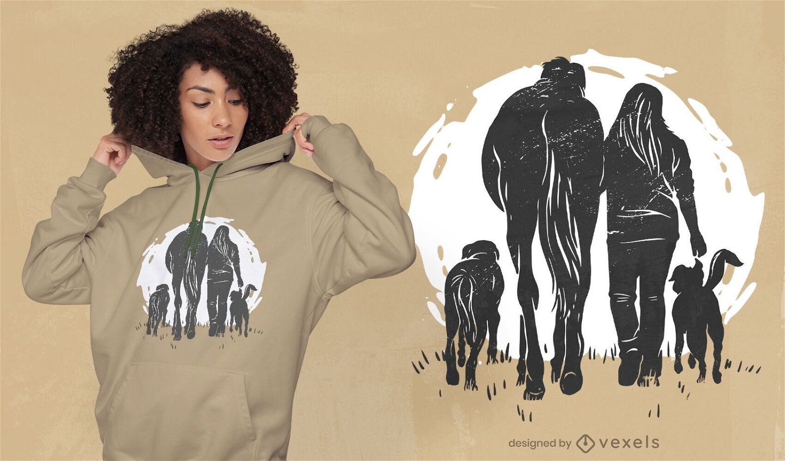 Mujer con diseño de camiseta de caballo.