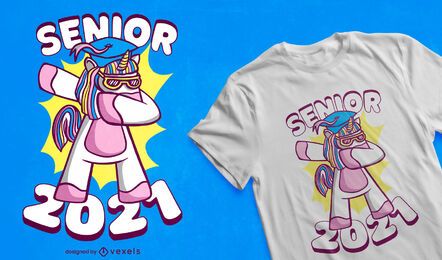 Diseño de camiseta de unicornio de graduación.