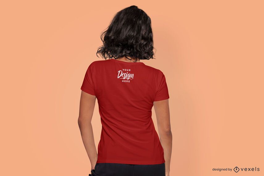 Maqueta de camiseta de modelo de vista trasera Maqueta de camiseta de modelo de vista trasera