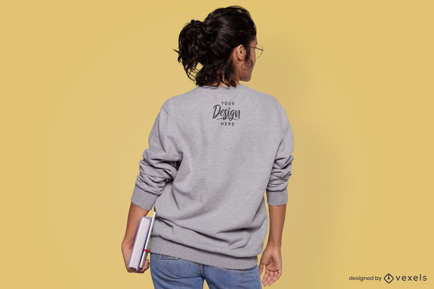 Model student back view sweatshirt mockup Model student back view sweatshirt mockup