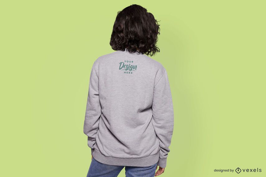 Maqueta de sudadera modelo femenino de vista posterior Maqueta de sudadera modelo femenino de vista posterior