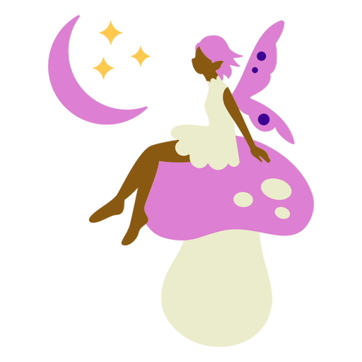 Fairy in mushroom flat PNG Design