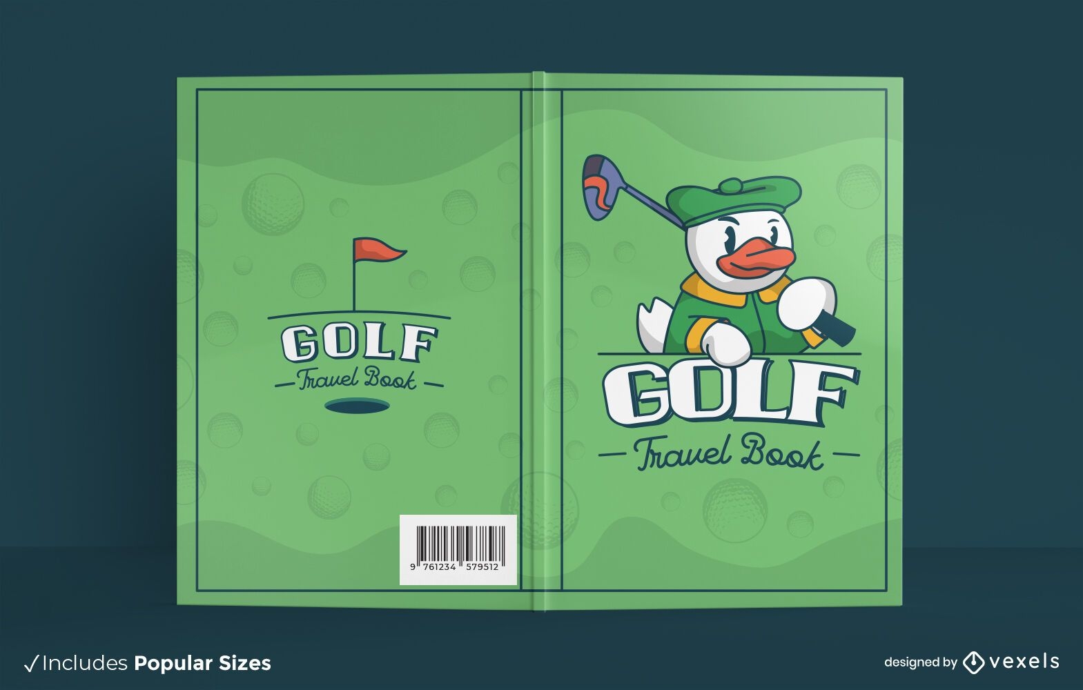 Diseño de portada de libro de dibujos animados de deporte de golf